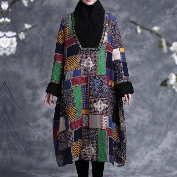 Generosity Mousse Babakud Women Winter Ethnic Flower Cotton Long Coat