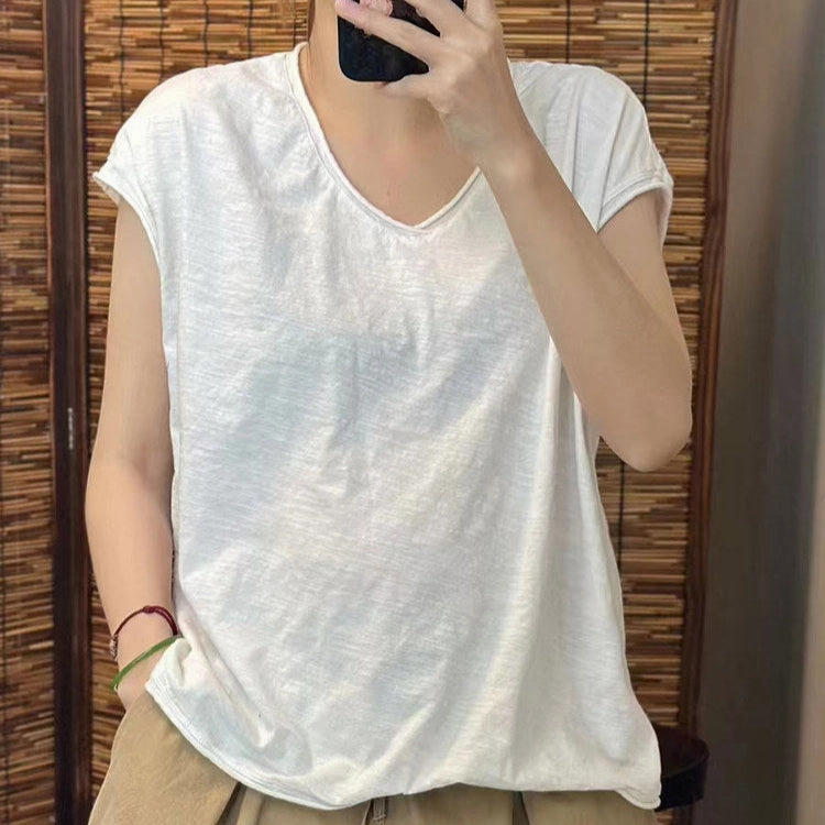 AntiStatic Properties Babakud Women Summer Cotton Casual V- Neck T-Shirt