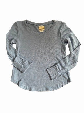 Eye - Catching Tasseled Baby Waffle L/S Top | Denim