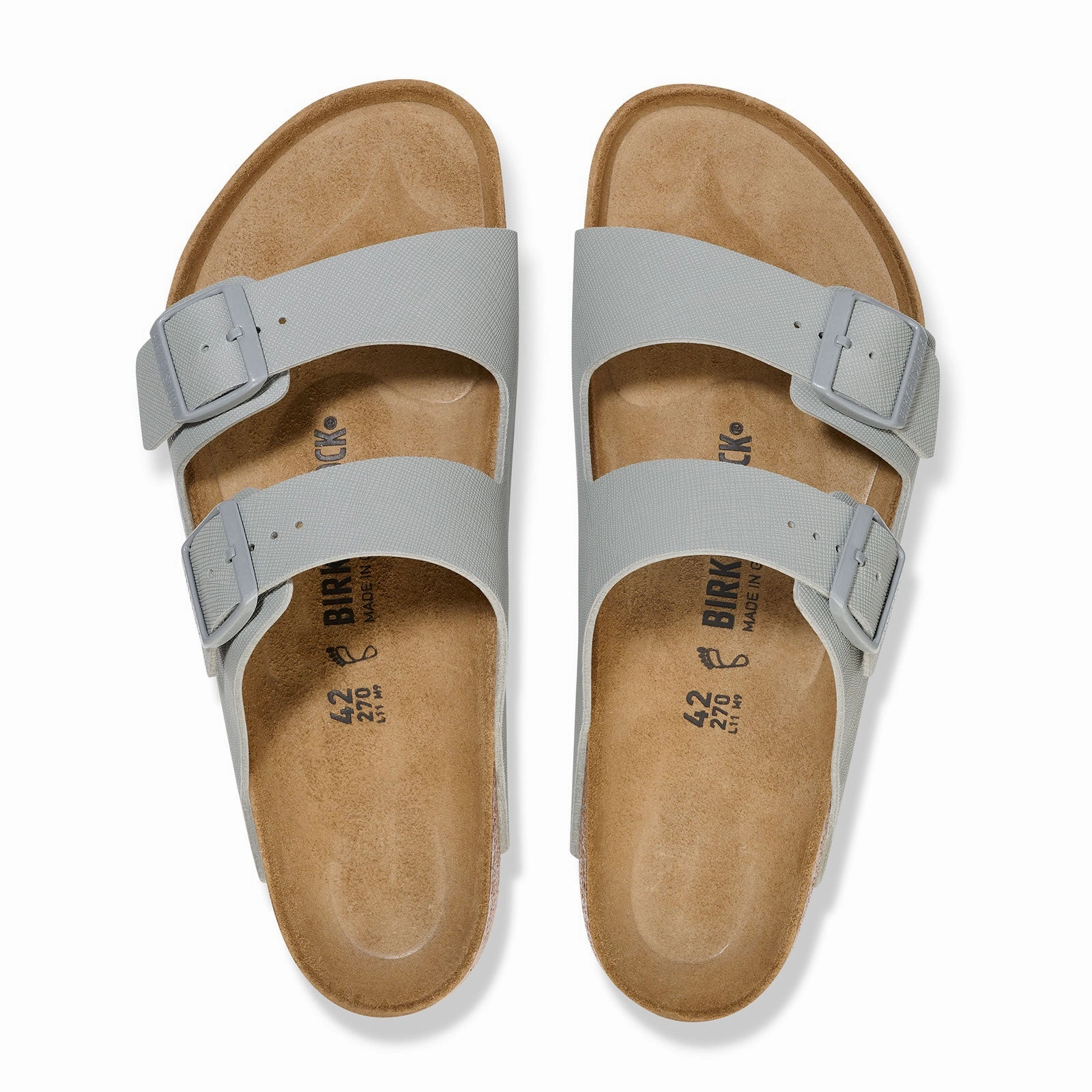Birkenstock Arizona Slide Sandal (Men) - Saffiano Stone Coin Birko-Flor Daily Safe