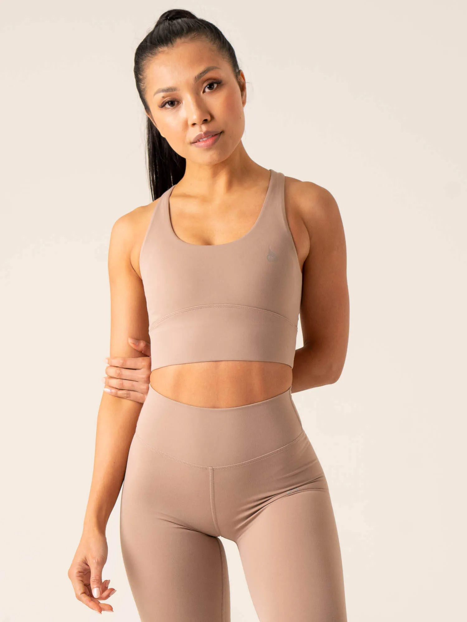 Sweat Wicking Liner Adjustable Structure NKD Arch Sports Bra - Taupe