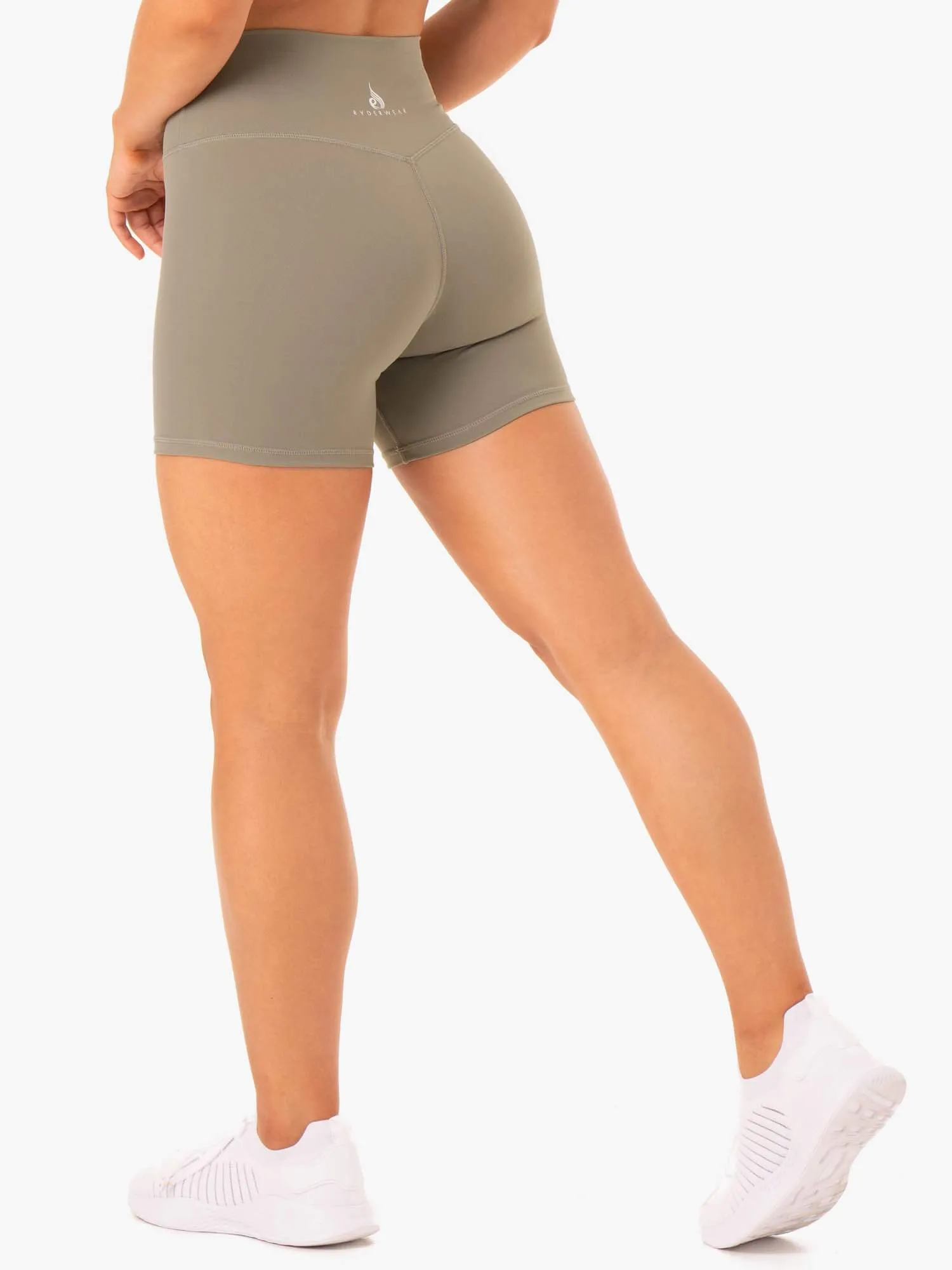 Plus Size Base High Waisted Shorts - Khaki