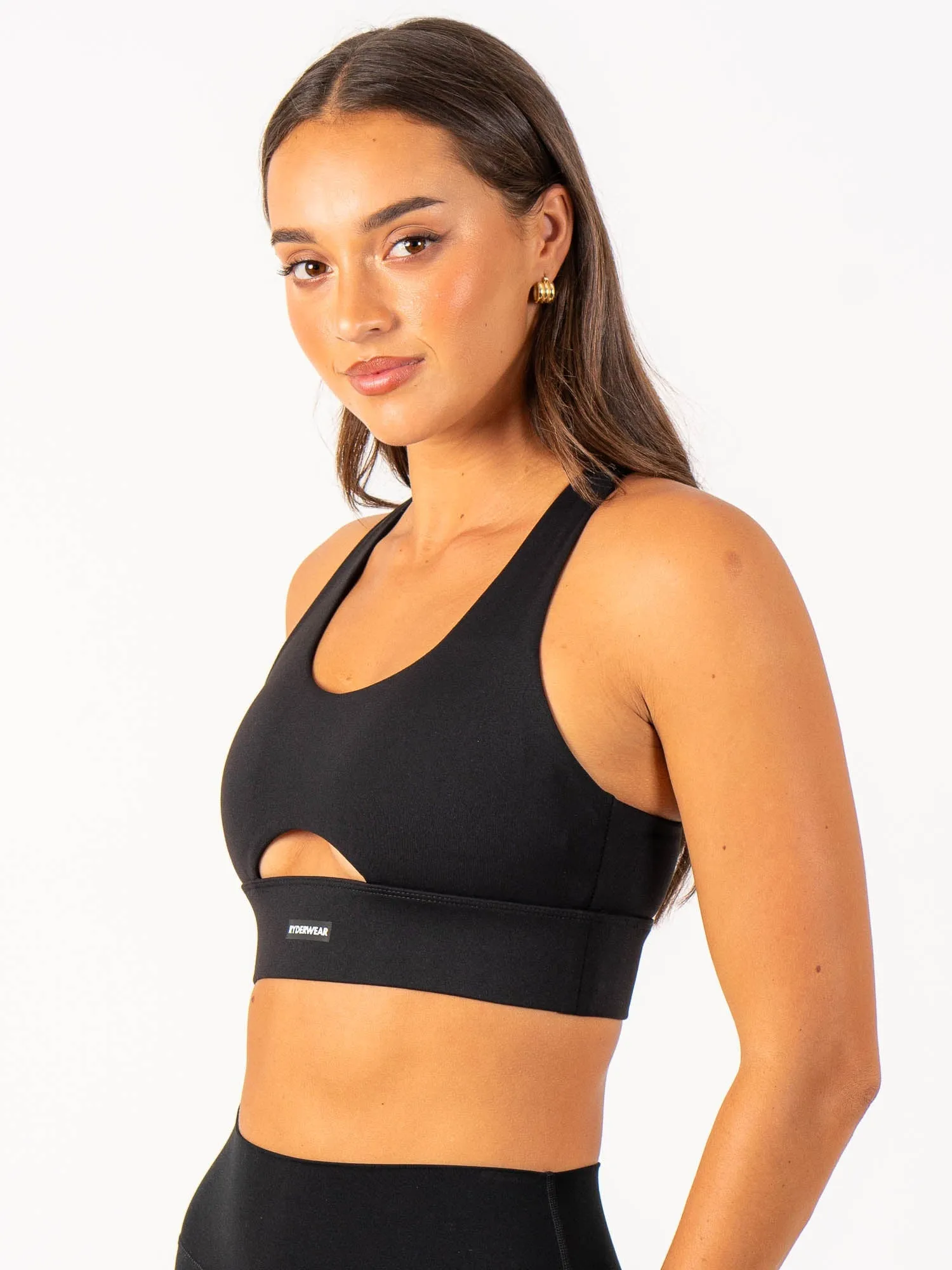 Base Racer Back Sports Bra - Black Ultrasonic seams Smooth Comfort