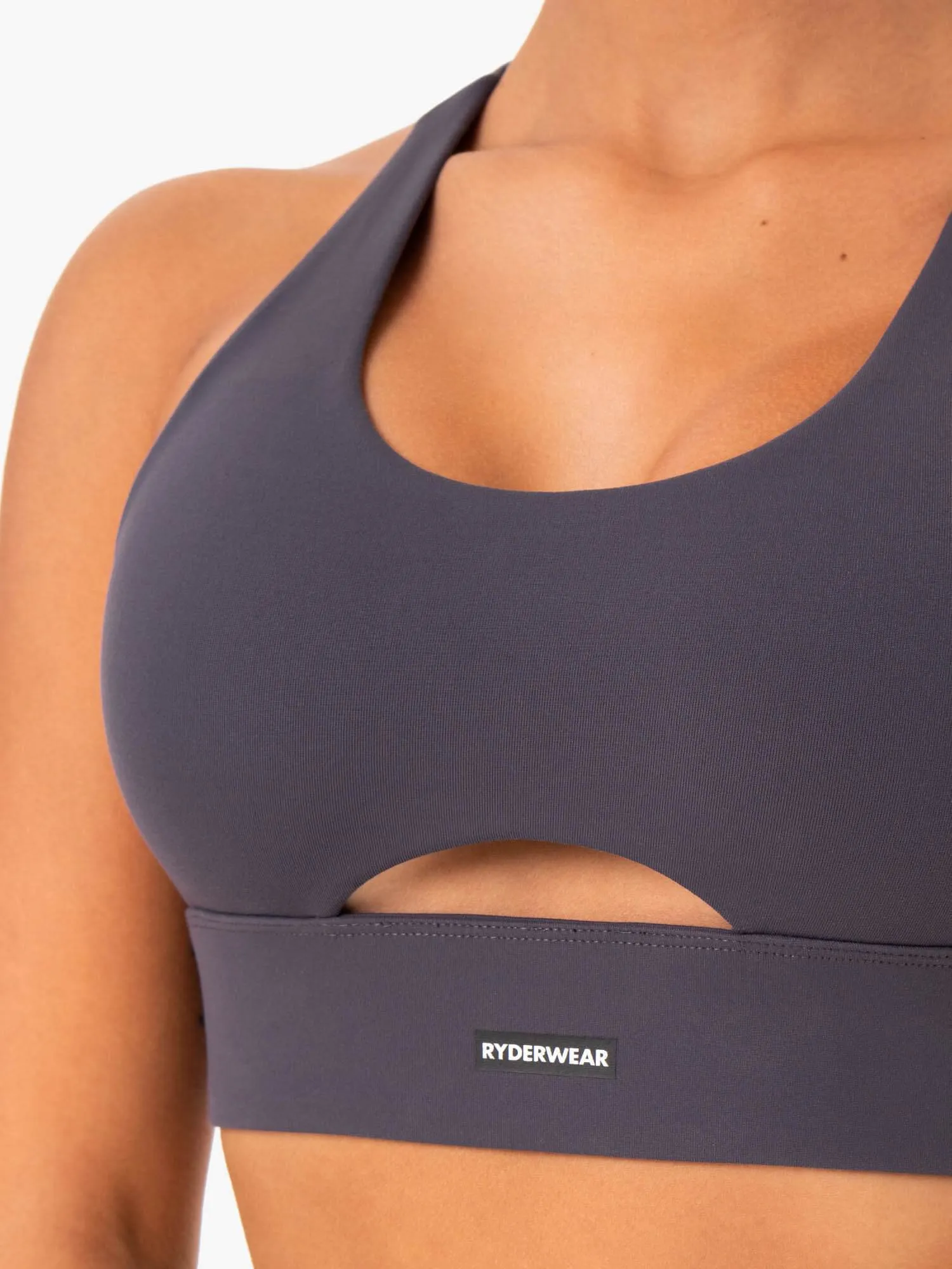 Base Racer Back Sports Bra - Charcoal Compression Zone Technology