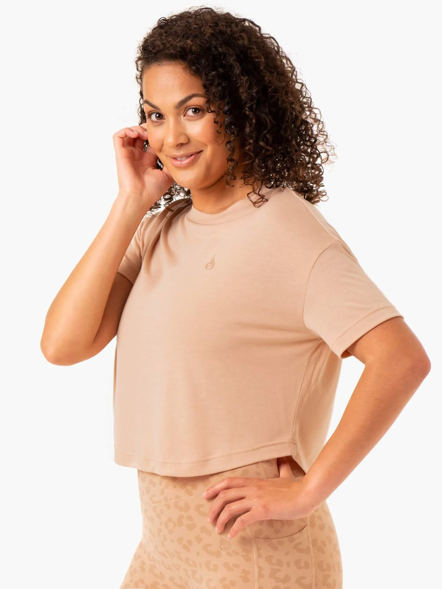 Chic Fit V-Neck Ultra Scoop T-Shirt - Tan