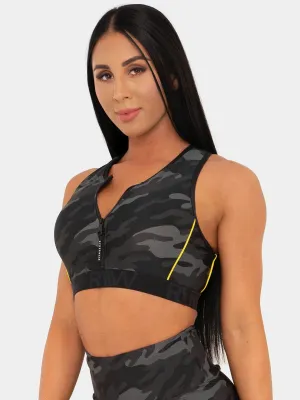 BFCAMO Zip Up Sports Bra - Camo Non-irritating seams