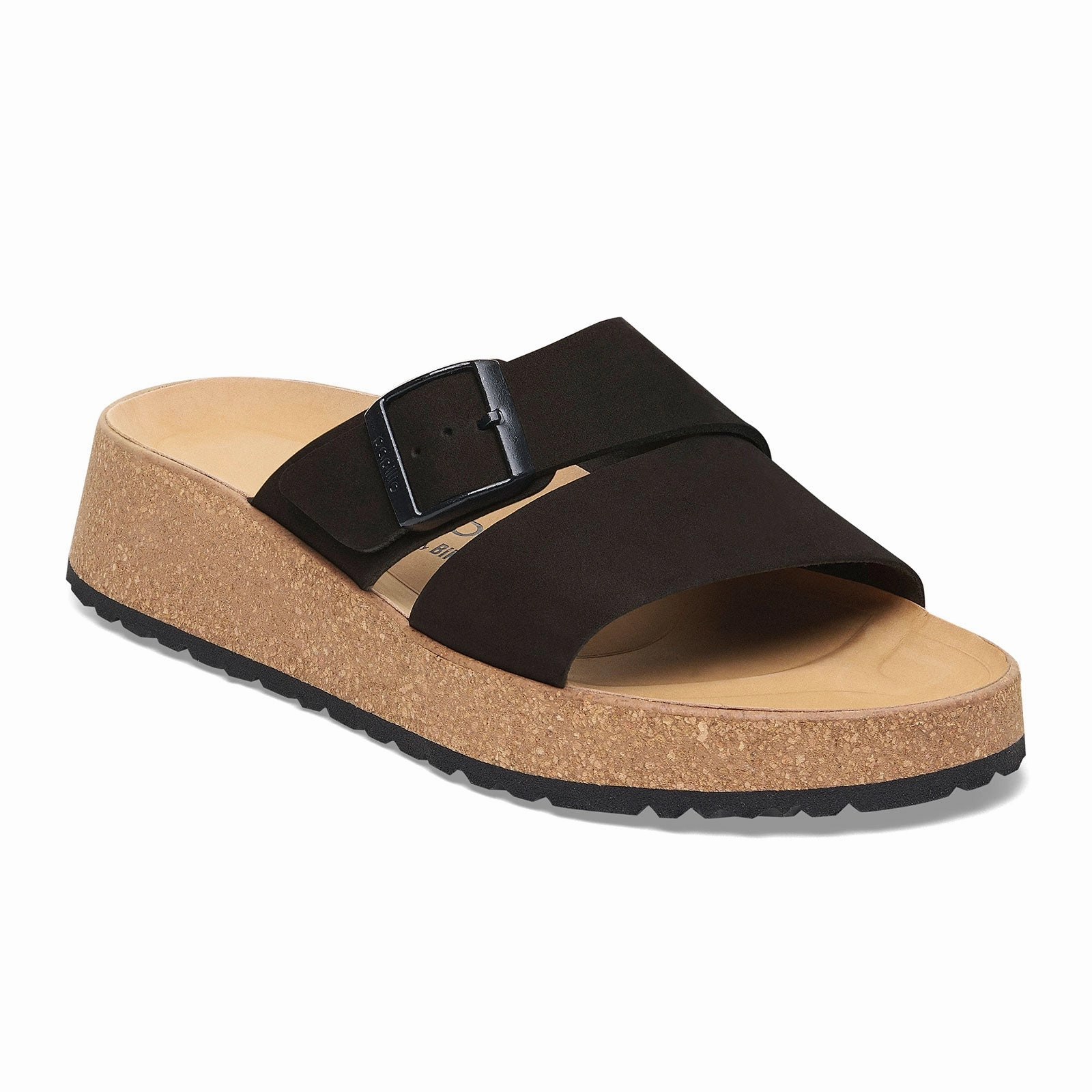 Quick Sandal Step Birkenstock Almina Narrow Slide Sandal (Women) - Black Nubuck