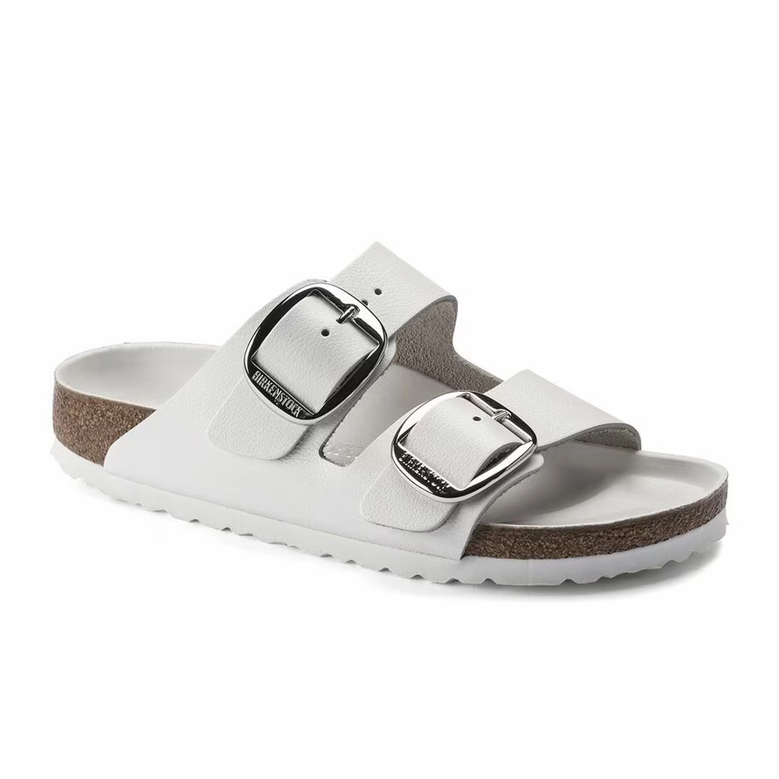 Simple Walk Birkenstock Arizona Big Buckle Slide Sandal (Women) - White Smooth Leather