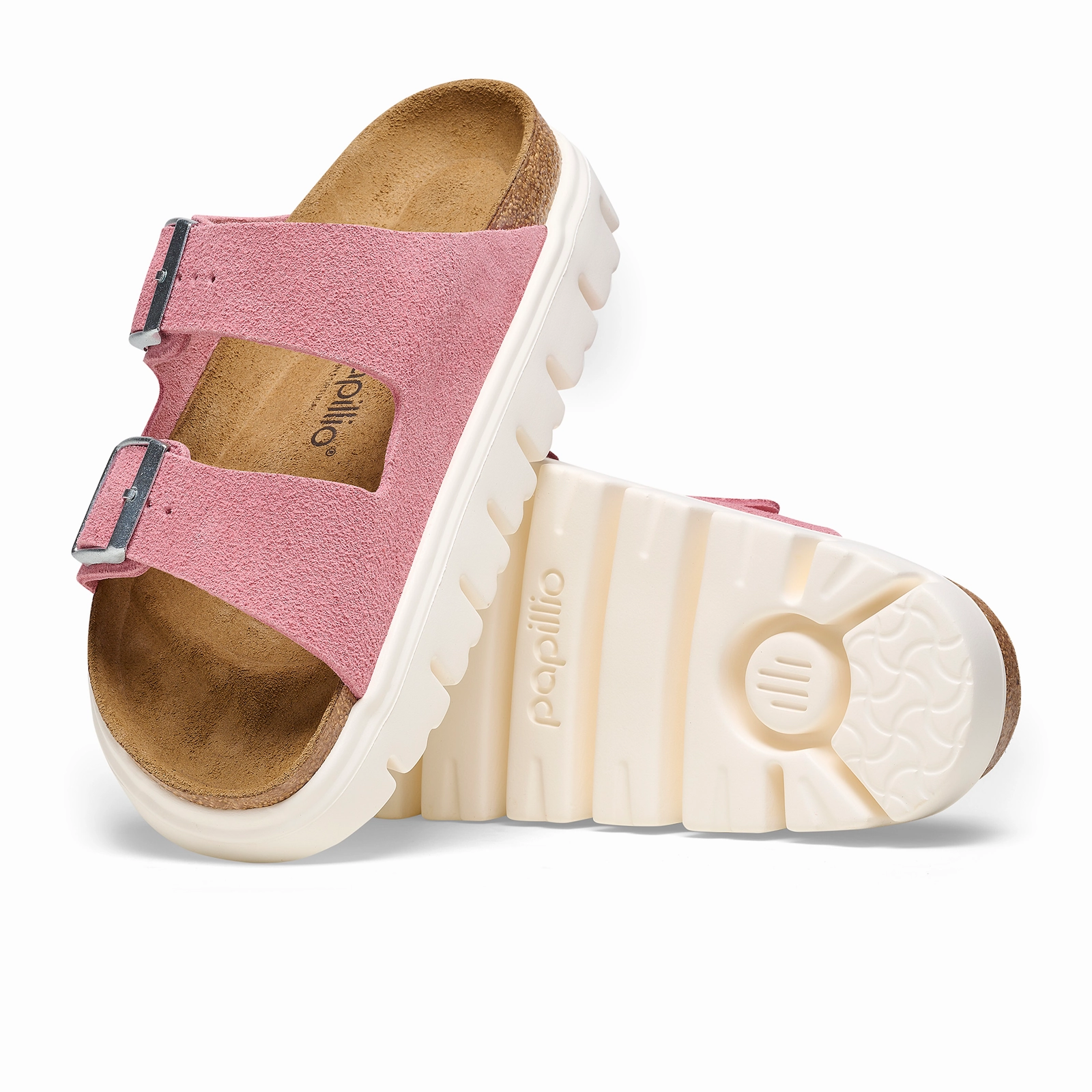 Lightweight Outsole Birkenstock Arizona Chunky Slide Sandal (Women) - Candy Pink Suede