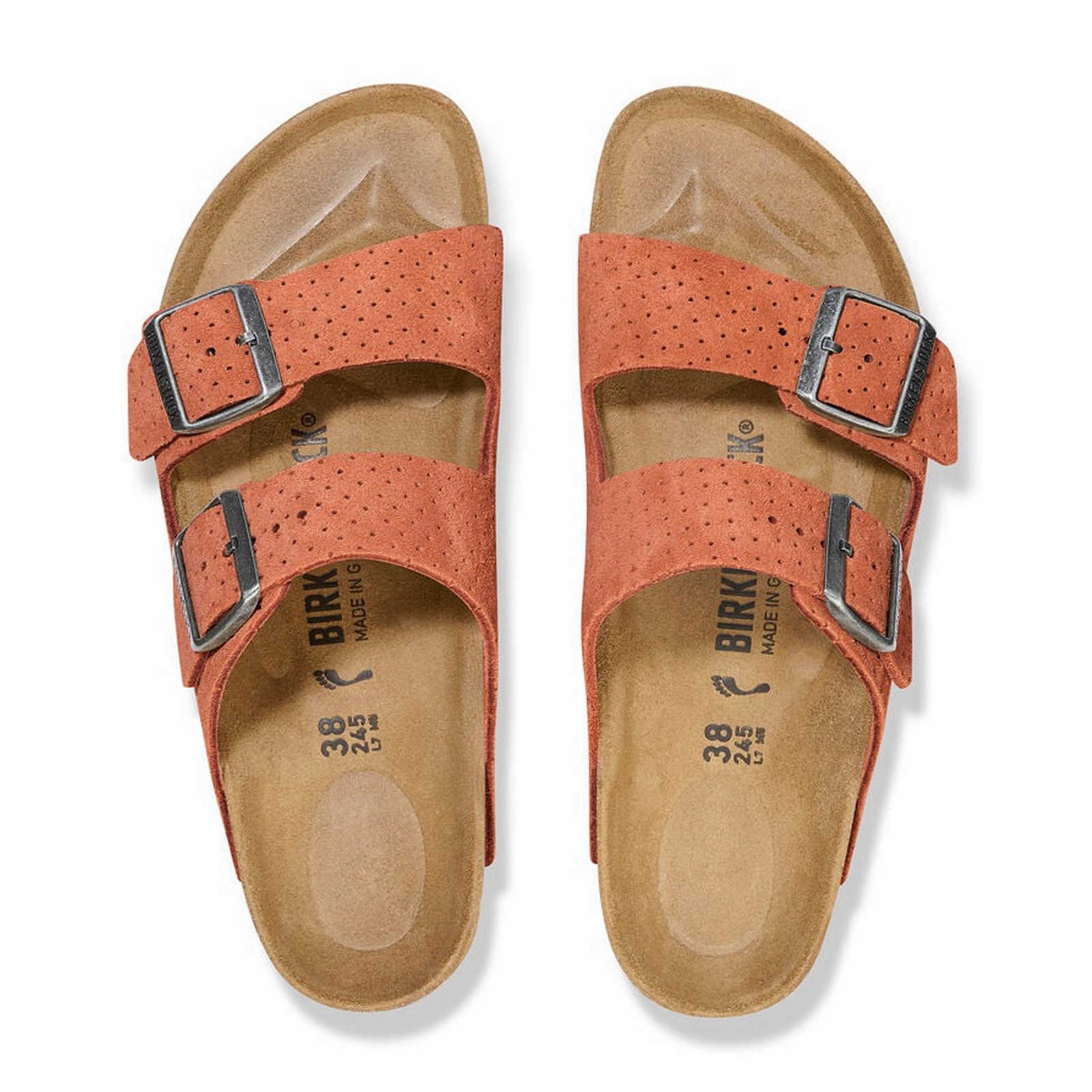 SyntheticUpper Lace Up Style Birkenstock Arizona Narrow Slide Sandal (Women) - Dotted Burnt Orange Suede