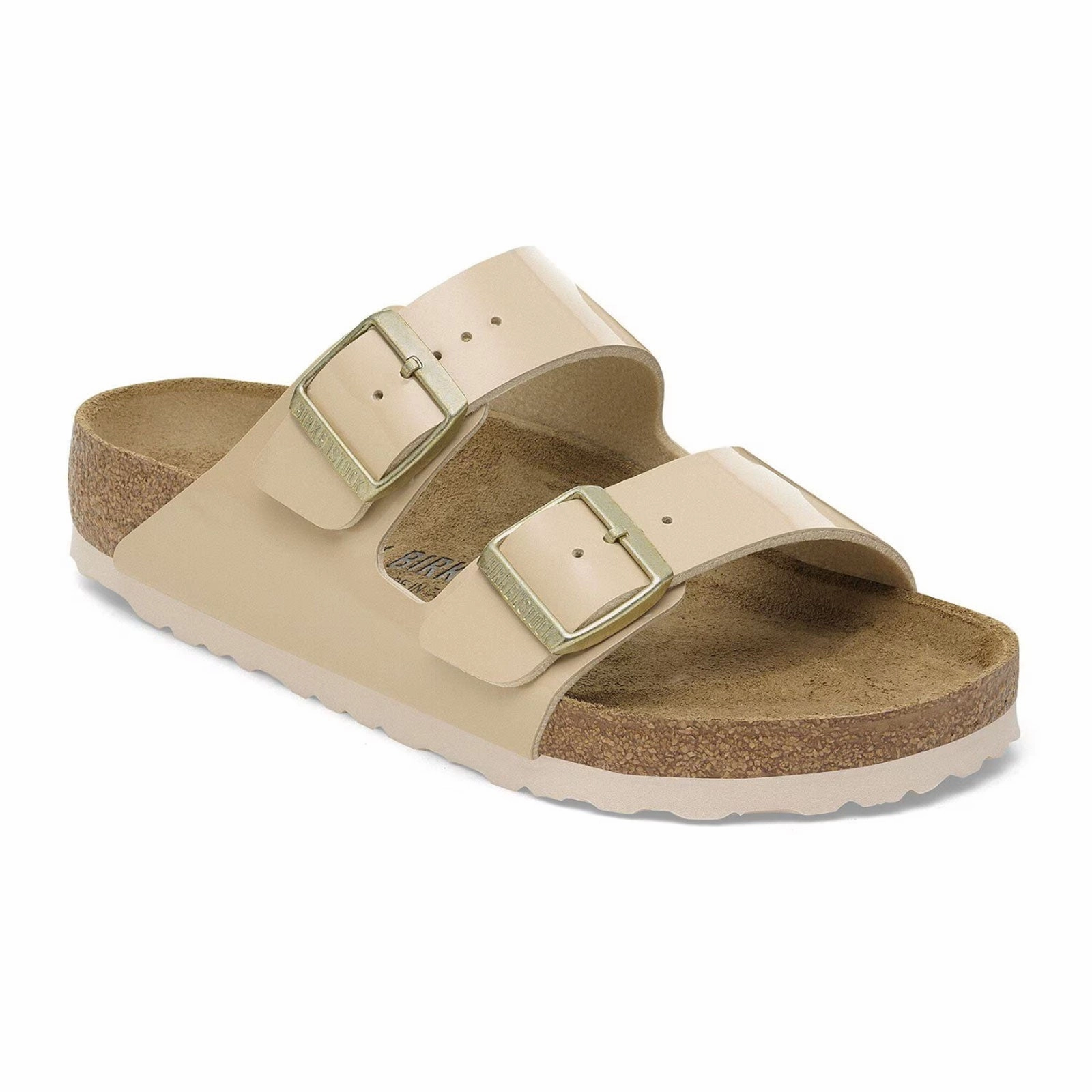 foam sole Relax Shoes Birkenstock Arizona Narrow Slide Sandal (Women) - Patent Sand Birko-Flor