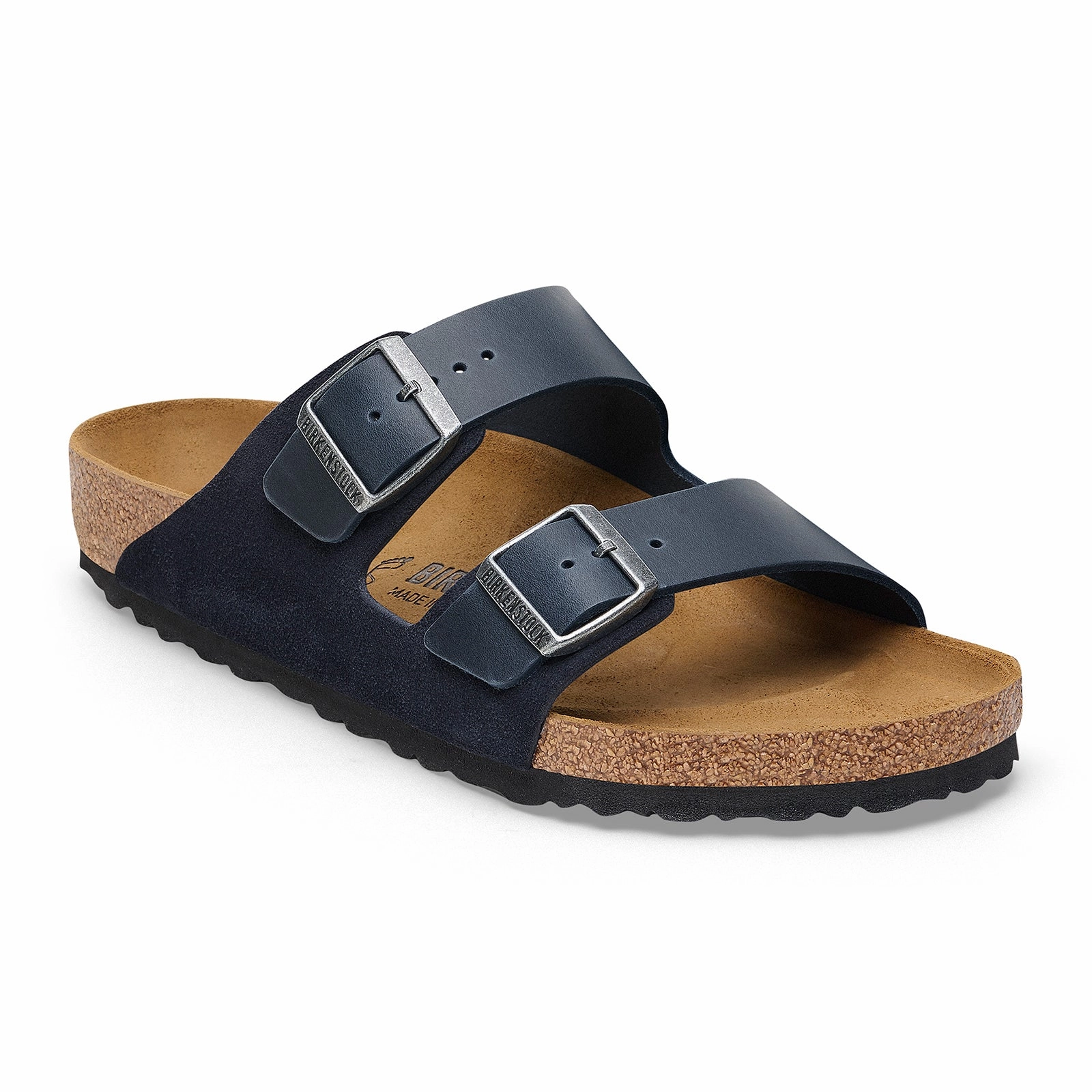 Neat Guard Slip-On Convenience Birkenstock Arizona Slide Sandal (Men) - Midnight Oiled Leather/Suede