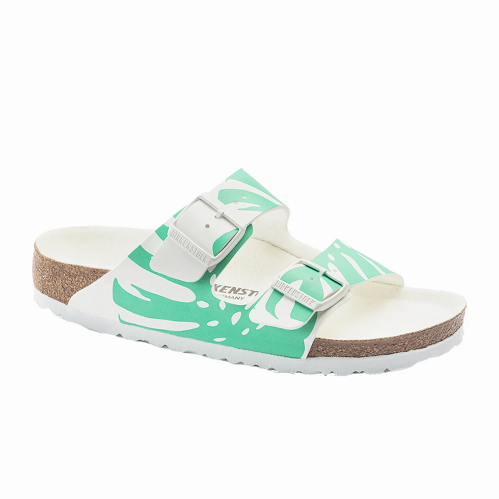 Beach Walking Instant Comfort Step Birkenstock Arizona Slide Sandal (Women) - Monstera Bold Jade Birko-Flor