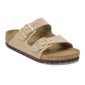 Mesh Upper Light Foot Birkenstock Arizona Soft Footbed Narrow Slide Sandal (Women) - Sandcastle Nubuck
