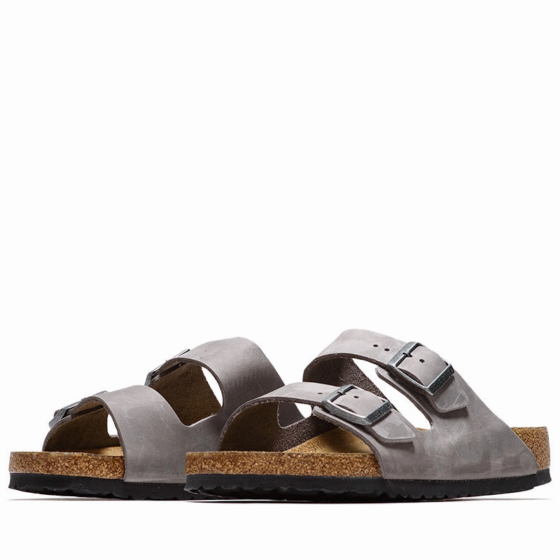 Birkenstock Arizona Soft Footbed Oiled Leather - Iron Light support