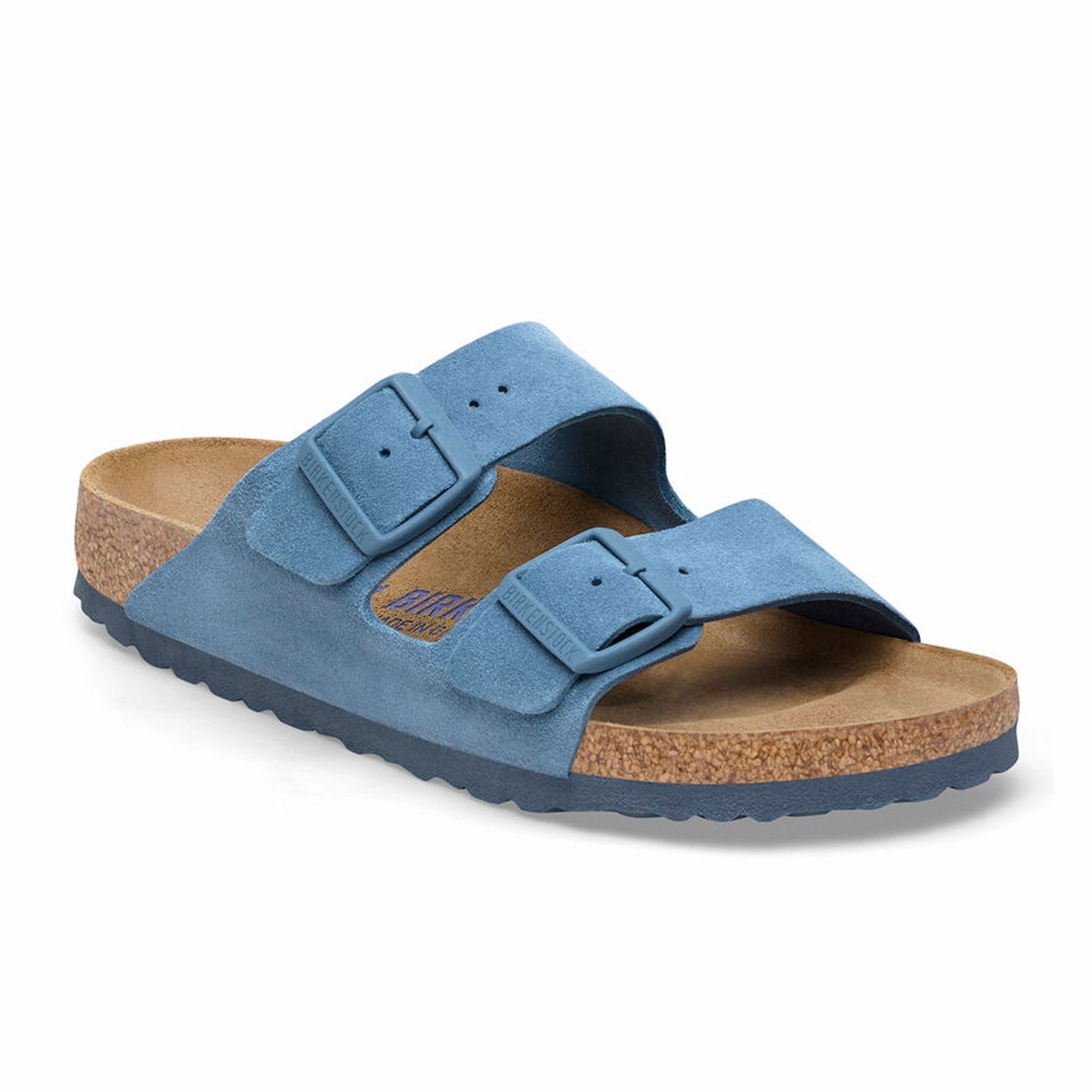 Birkenstock Arizona Soft Footbed Slide Sandal (Men) - Elemental Blue Suede Casual Wear Daily Pace