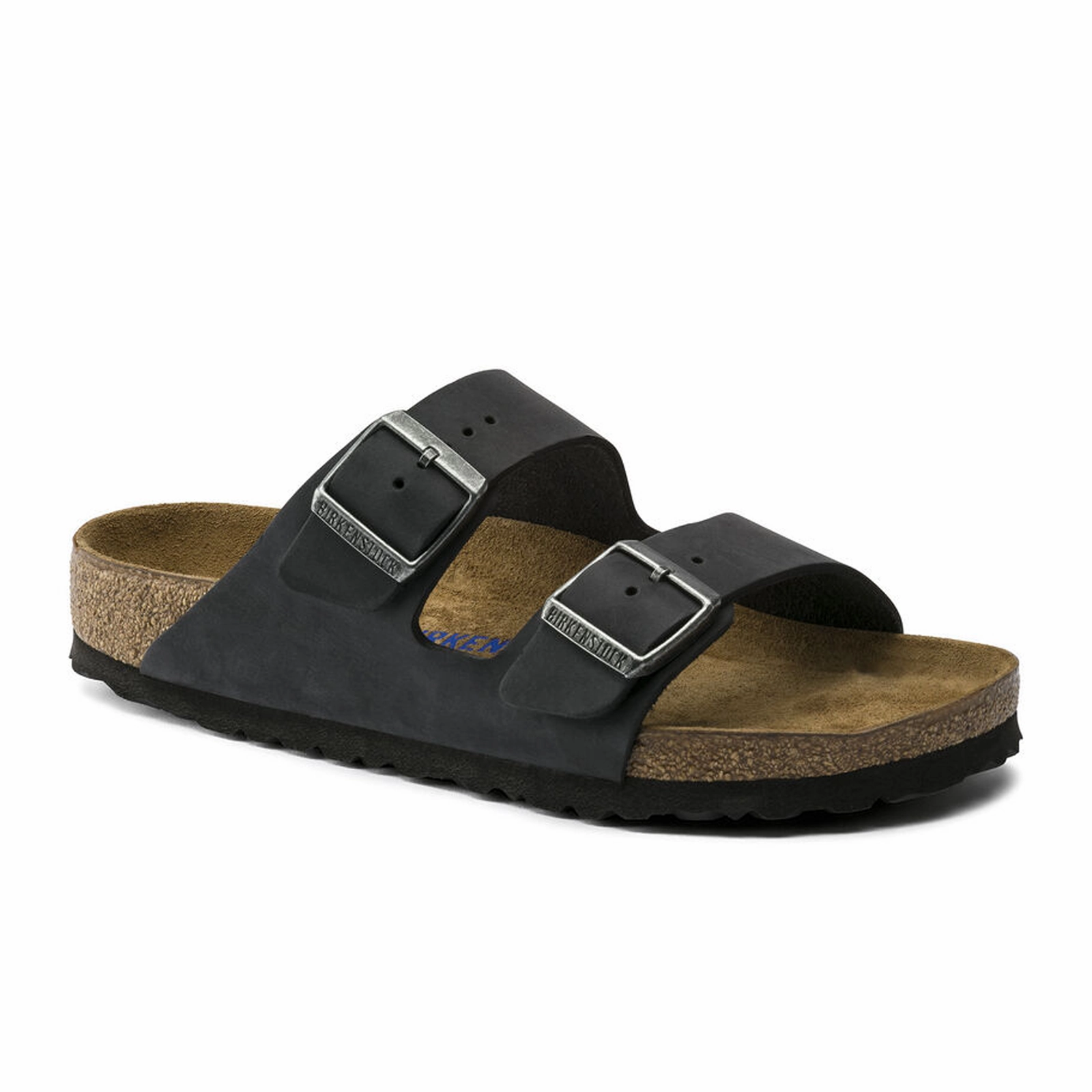 Birkenstock Arizona Soft Footbed Slide Sandal (Unisex) - Black Oiled Leather Instant Fit Shoes Seamless Design