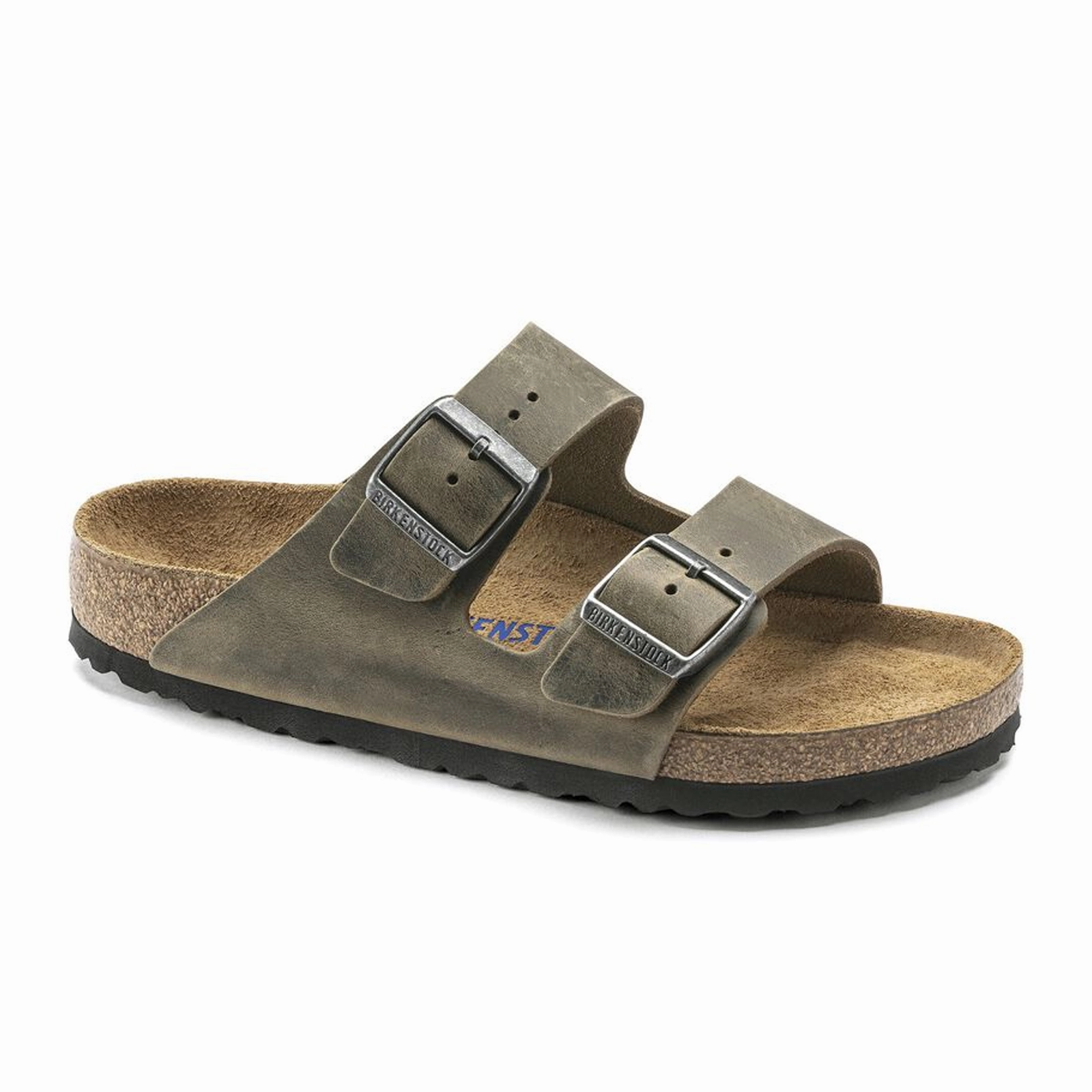 Easy Wear Birkenstock Arizona Soft Footbed Slide Sandal (Unisex) - Faded Khaki Oiled Leather