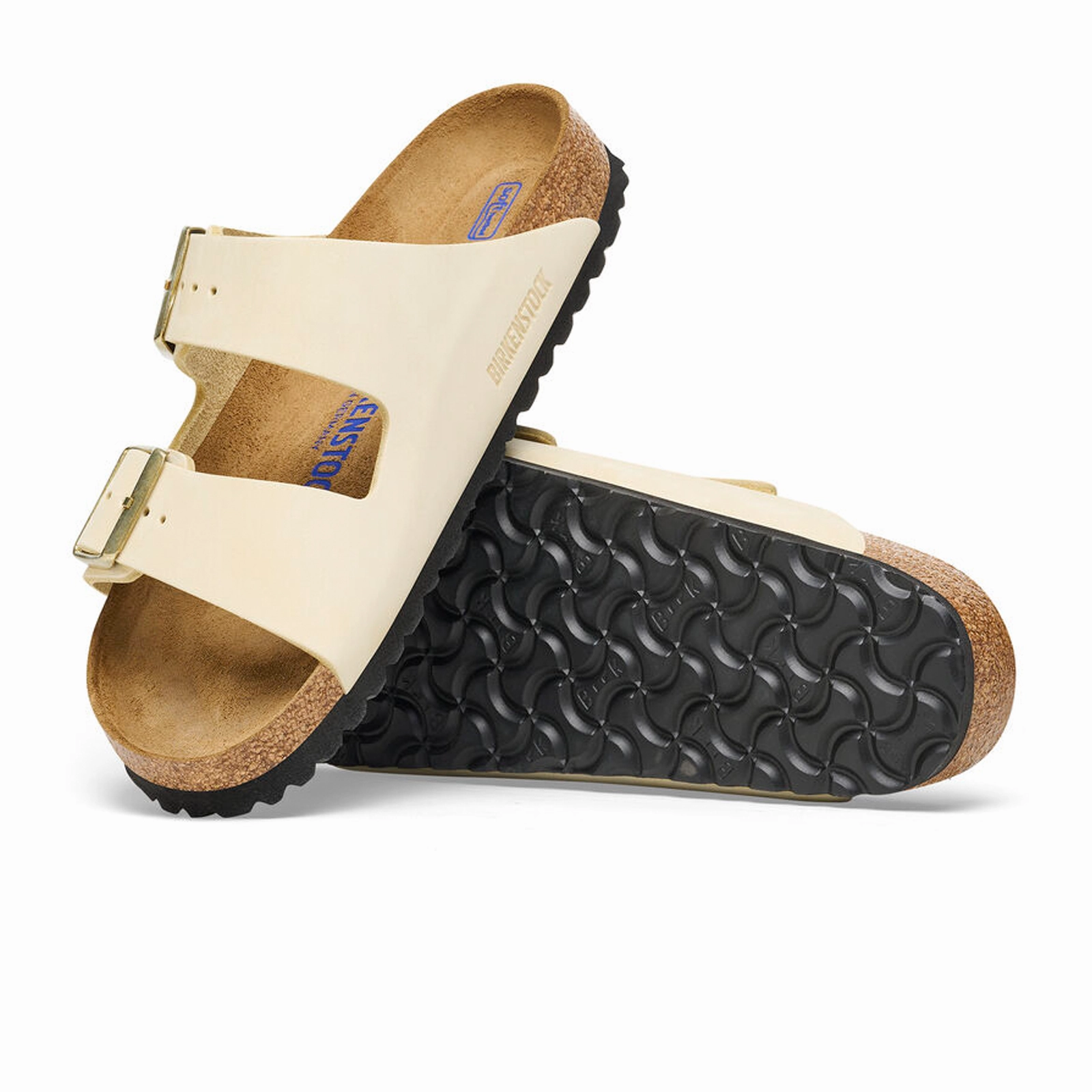 Comfortable insoles EnhancedGrip Birkenstock Arizona Soft Footbed Slide Sandal (Women) - Ecru Nubuck