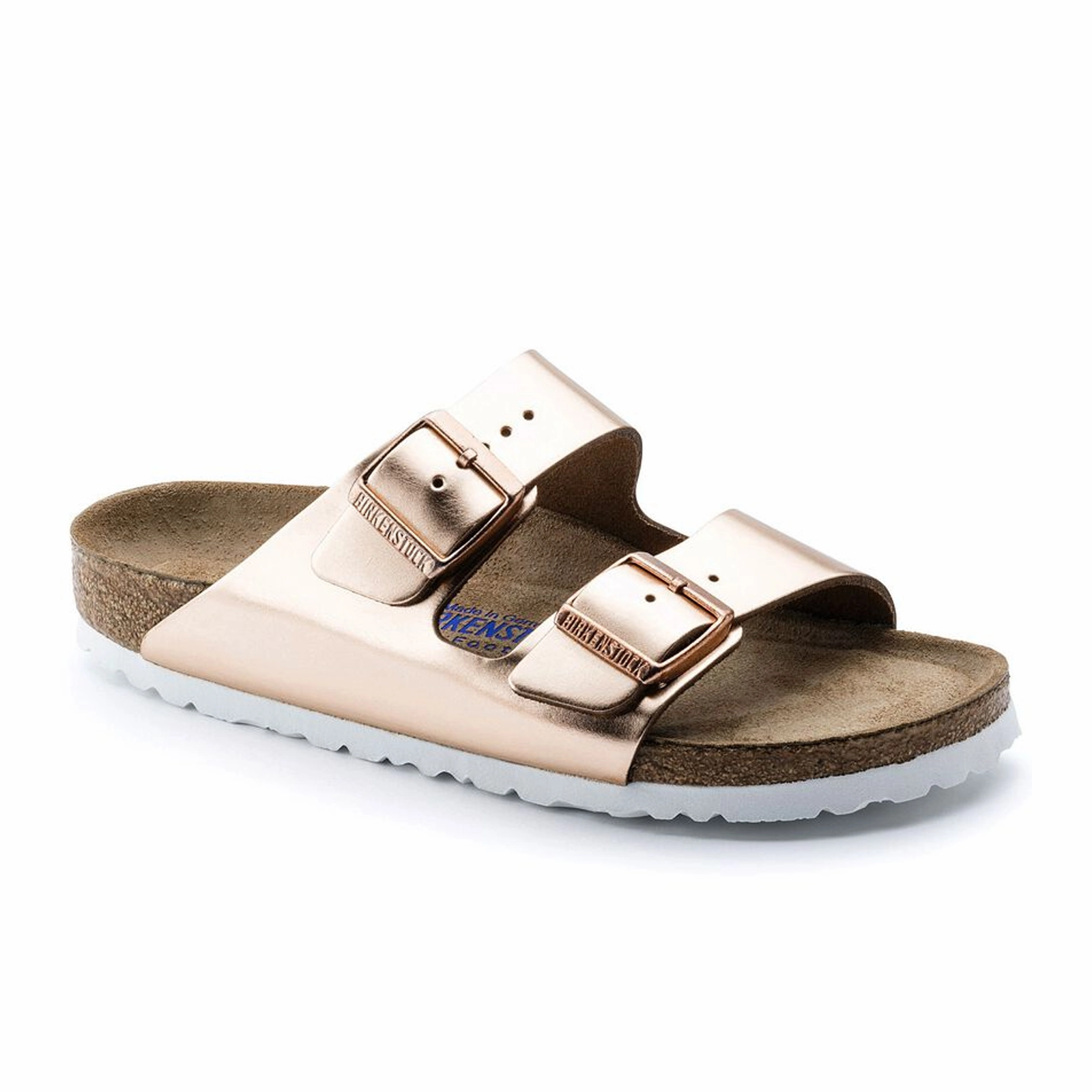 Summer Ready Slides Wide toe box Birkenstock Arizona Soft Footbed Slide Sandal (Women) - Metallic Copper