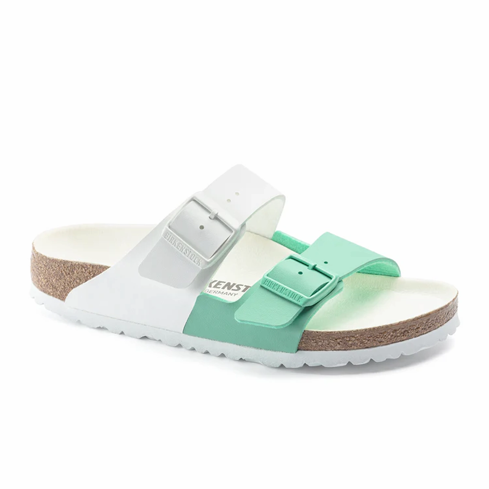 Birkenstock Arizona Split Slide Sandal (Women) - White/Bold Jade Birko-Flor Relax Shoes