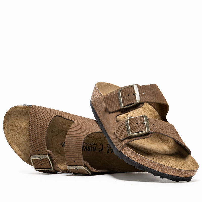 Weekend Fair Music Street Birkenstock Arizona Suede Corduroy - Dark Tea