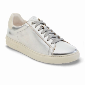 Support System Casual Comfort Shoes Birkenstock Bend Sneaker (Women) - Metallic Silver/White Leather