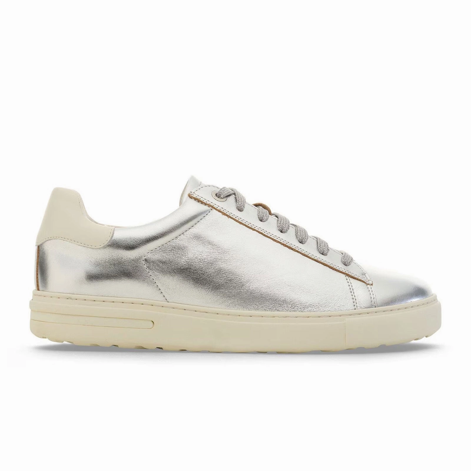 Rubber Sole Feel Good Birkenstock Bend Sneaker (Women) - Metallic Silver/White Leather