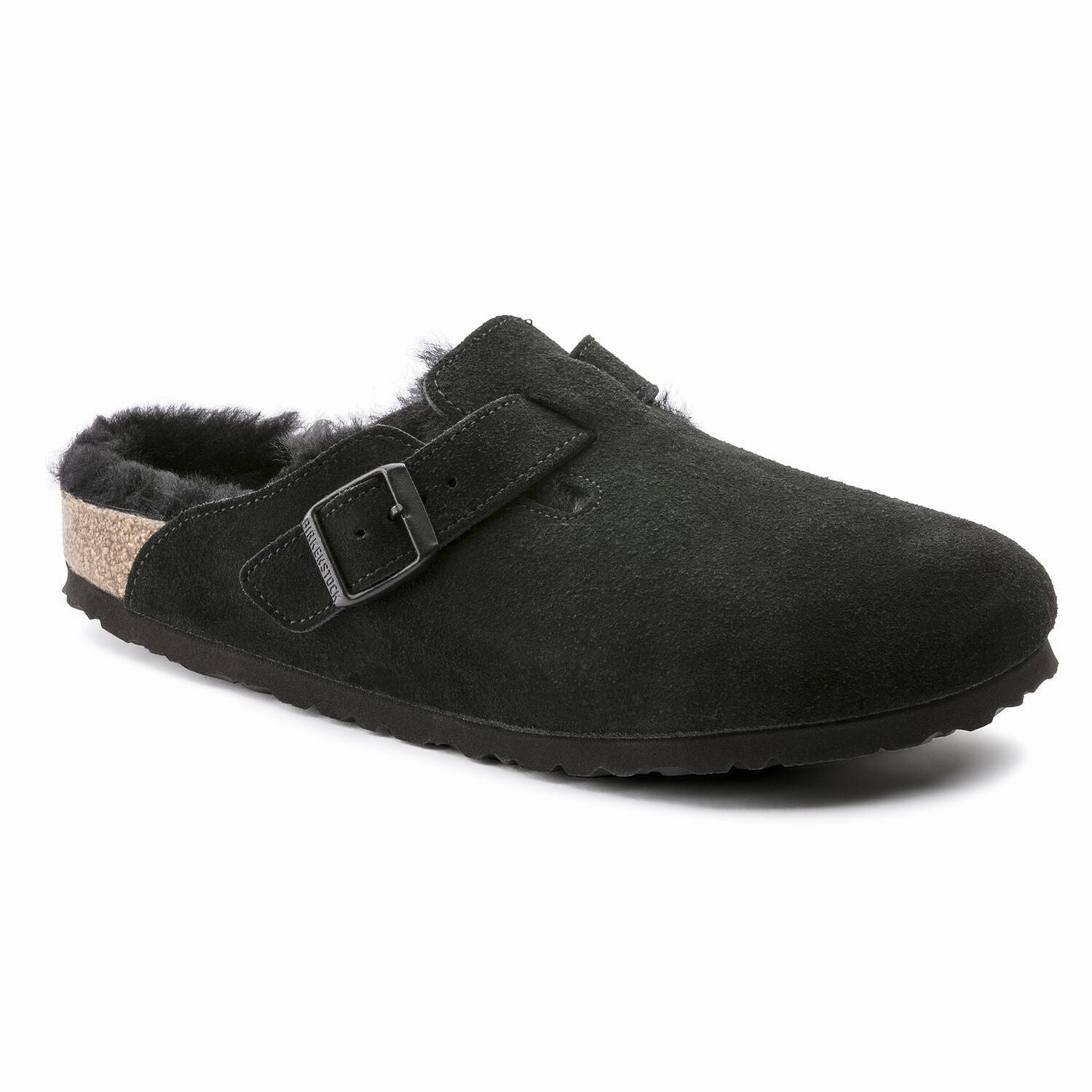Birkenstock Boston Black Suede Shearling running for weight loss running in fog shoes