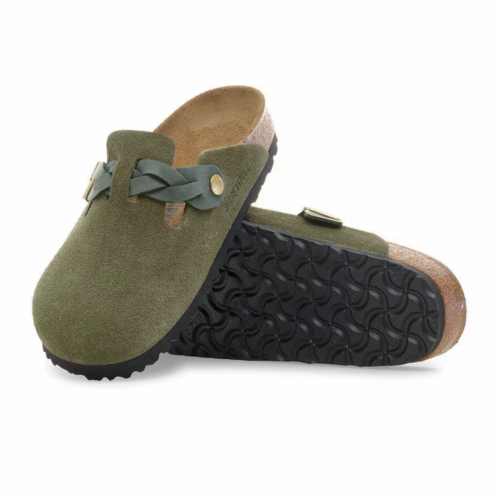 Birkenstock Boston Braid Clog (Women) - Thyme Suede Path Guard City Plaza