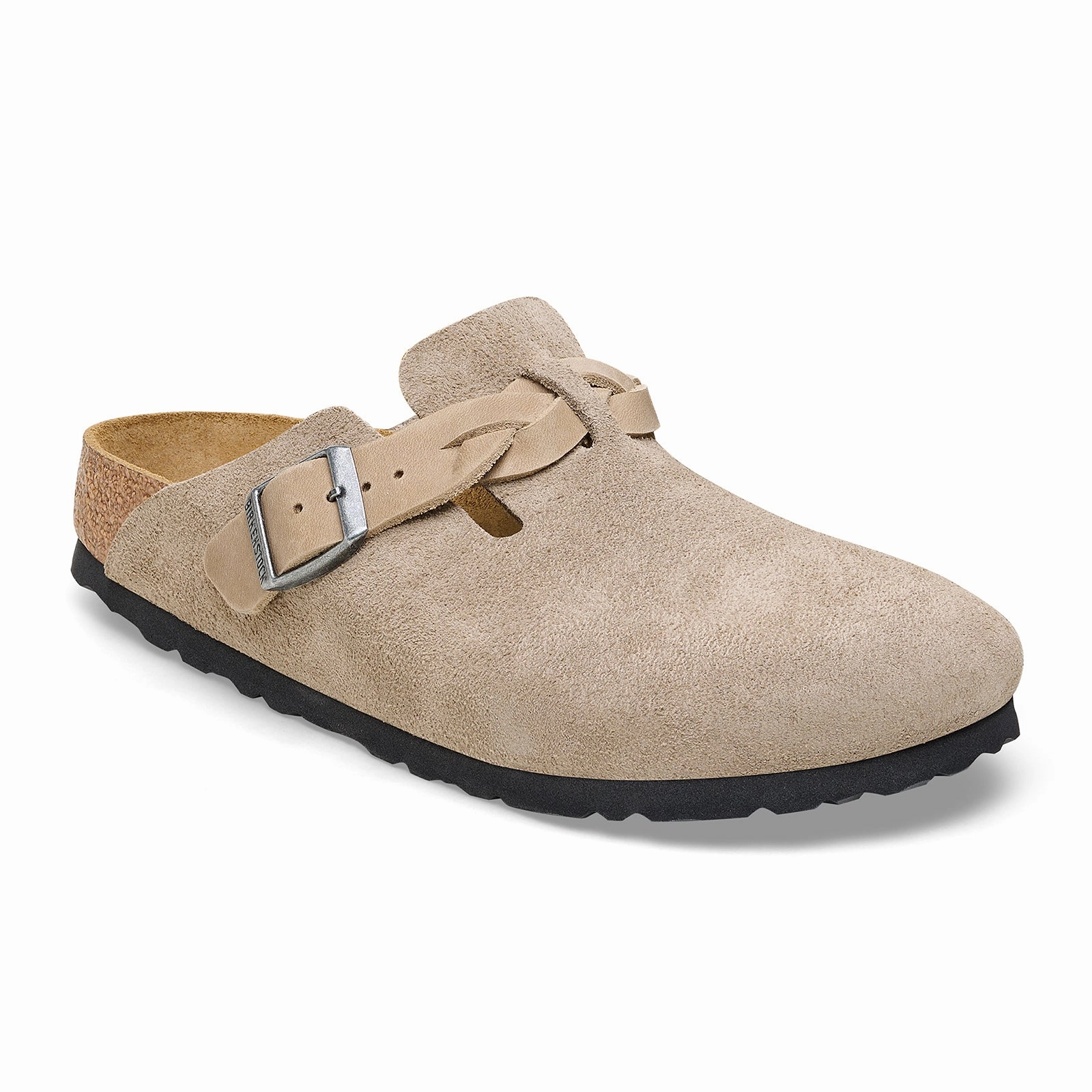 Birkenstock Boston Braid Narrow Clog (Women) - Taupe Suede Wood Walk