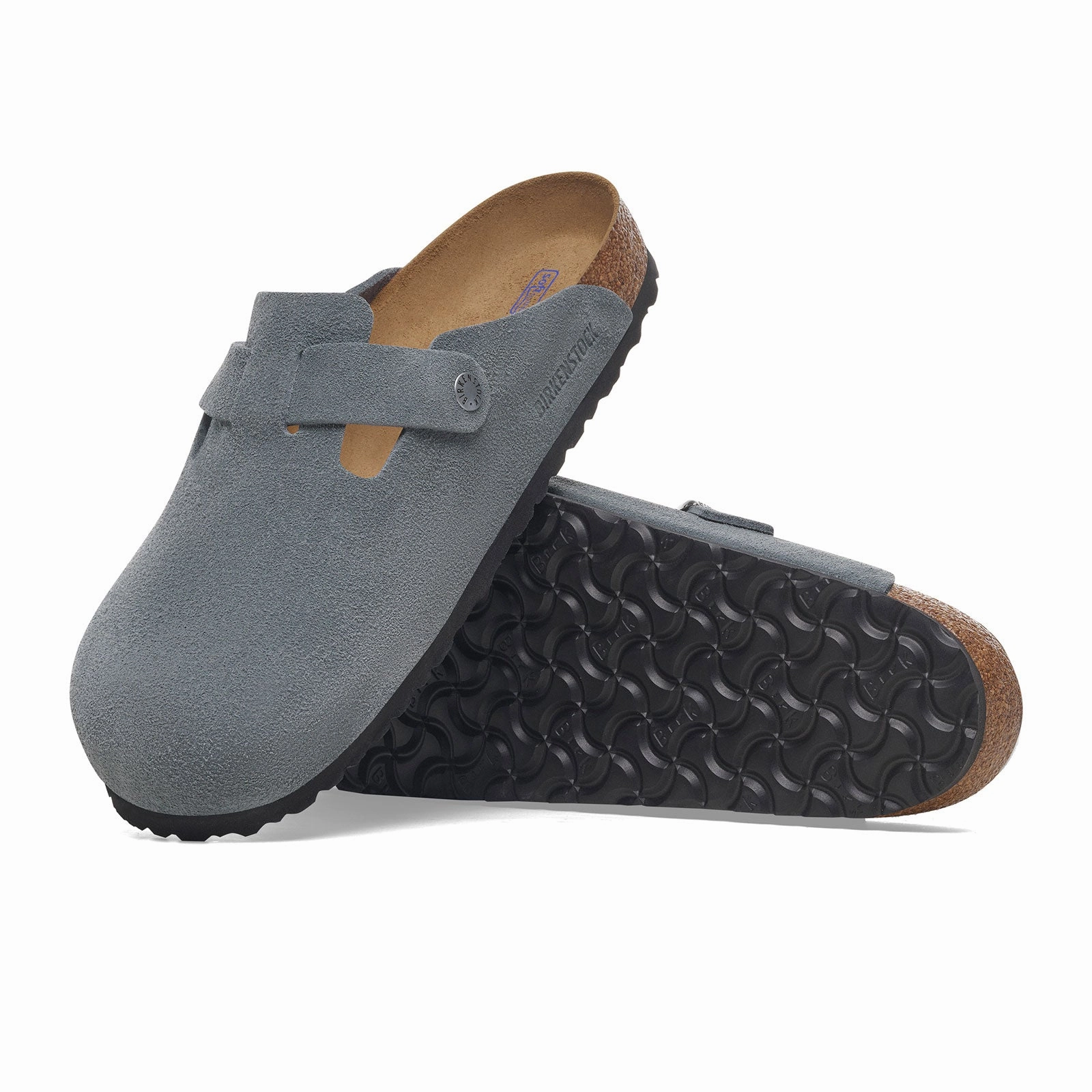 Workday Comfort Birkenstock Boston Clog (Men) - Basalt Gray Suede