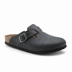Birkenstock Boston Clog (Unisex) - Black Oiled Leather Practical Footwear True Path Lane