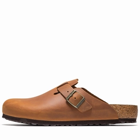 Platform Style Birkenstock Boston Oiled Leather - Cognac
