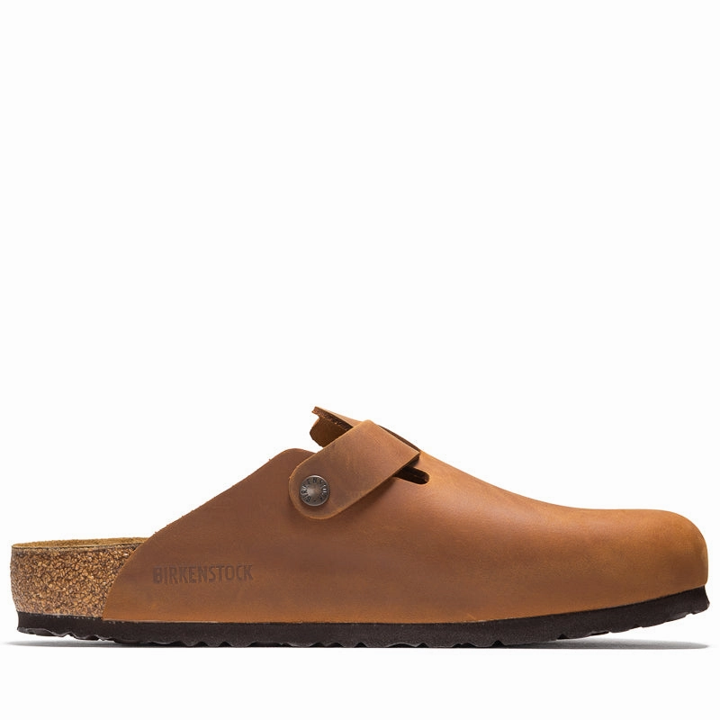 Firm Step Relaxed Look Birkenstock Boston Oiled Leather - Cognac