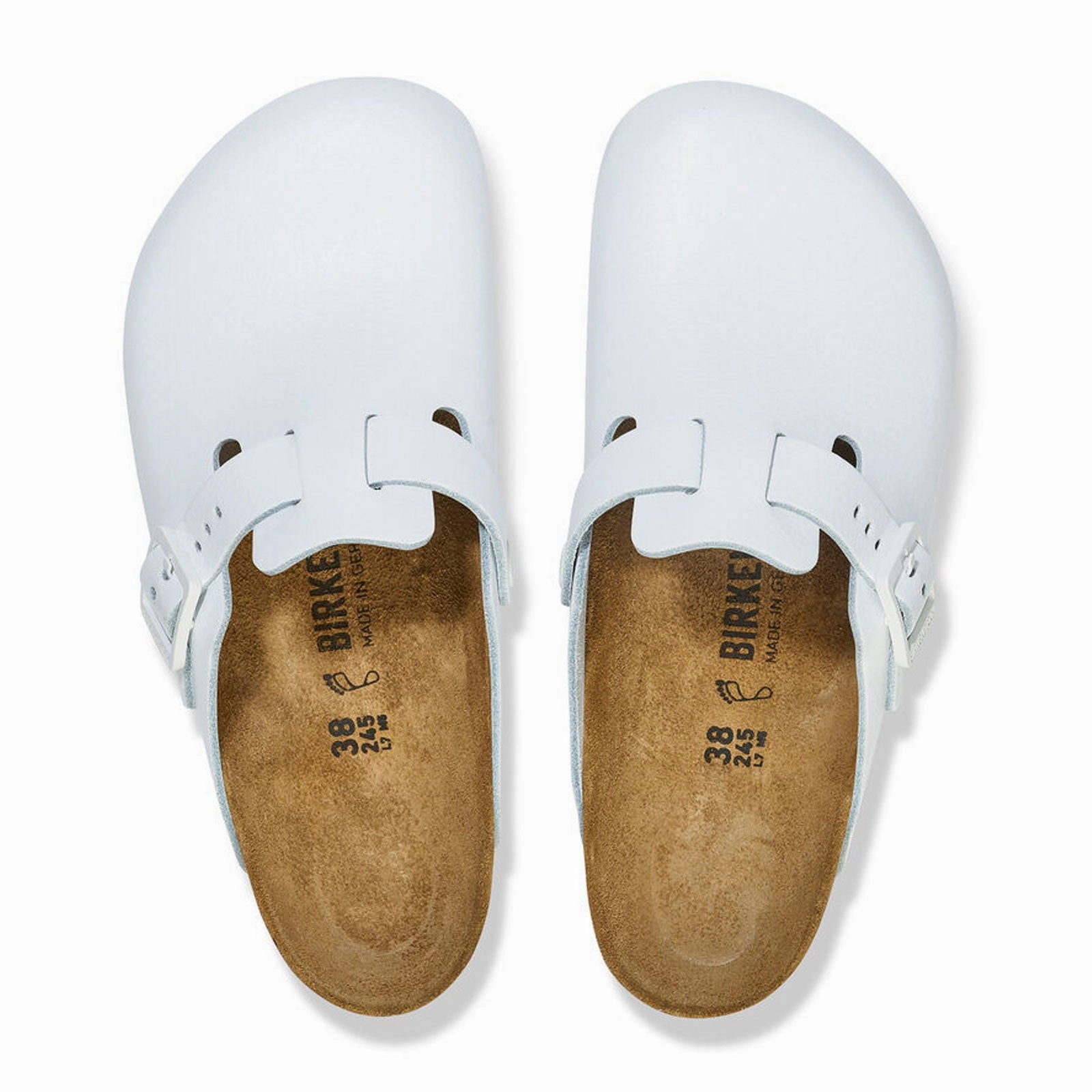 Clear Walk Comfortable Soles Birkenstock Boston Pro Narrow Clog (Women) - White Leather