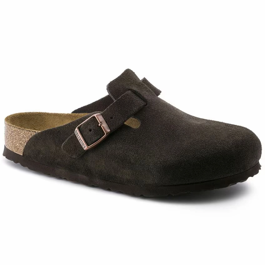running shoes with removable insoles Birkenstock Boston Soft Footbed Mocha Suede