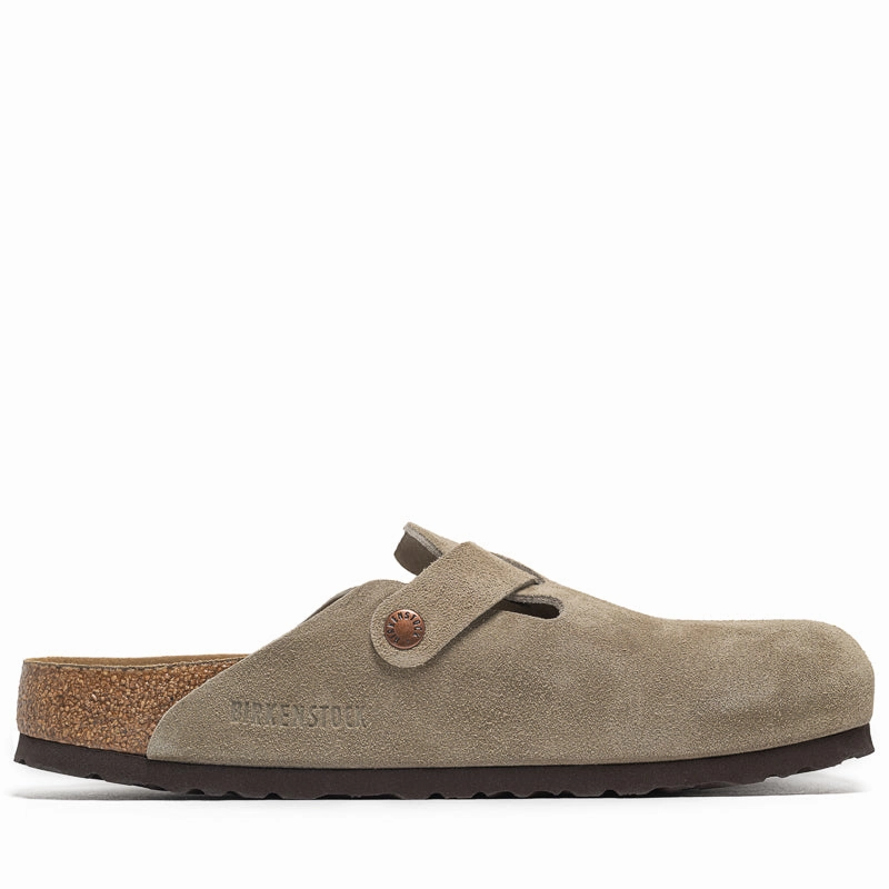 Drawstring Lace Step Strong Birkenstock Boston Soft Footbed Suede - Taupe