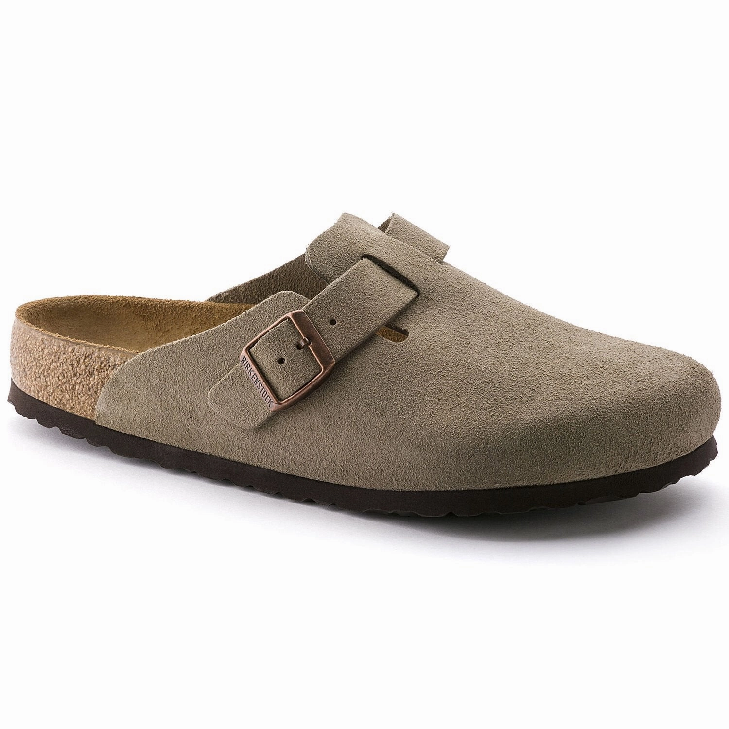 training - specific running shoes all - around shoes Birkenstock Boston Soft Footbed Taupe Suede Narrow