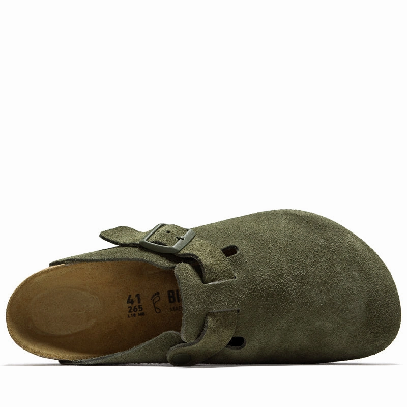 Slip Resistant Street Firm Birkenstock Boston Suede - Thyme