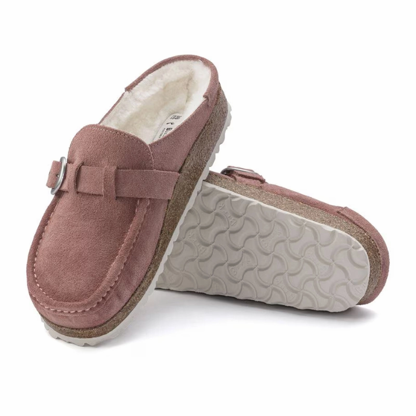 Birkenstock Buckley Narrow Clog (Women) - Pink Clay Suede/Natural Shearling Light Stroll