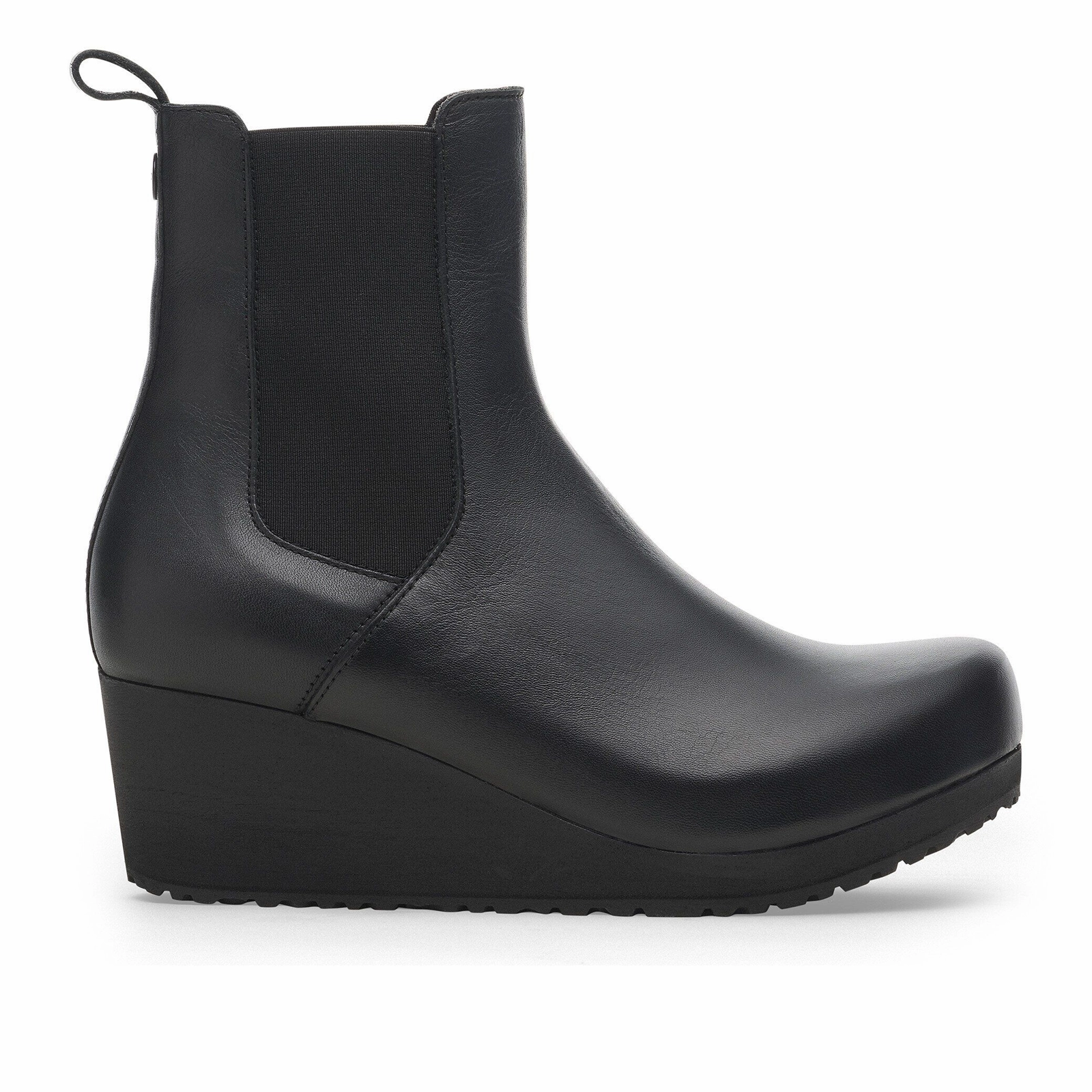 Birkenstock Ebba Narrow Chelsea Wedge Boot (Women) - Black Leather Youth Edge Handcrafted Quality