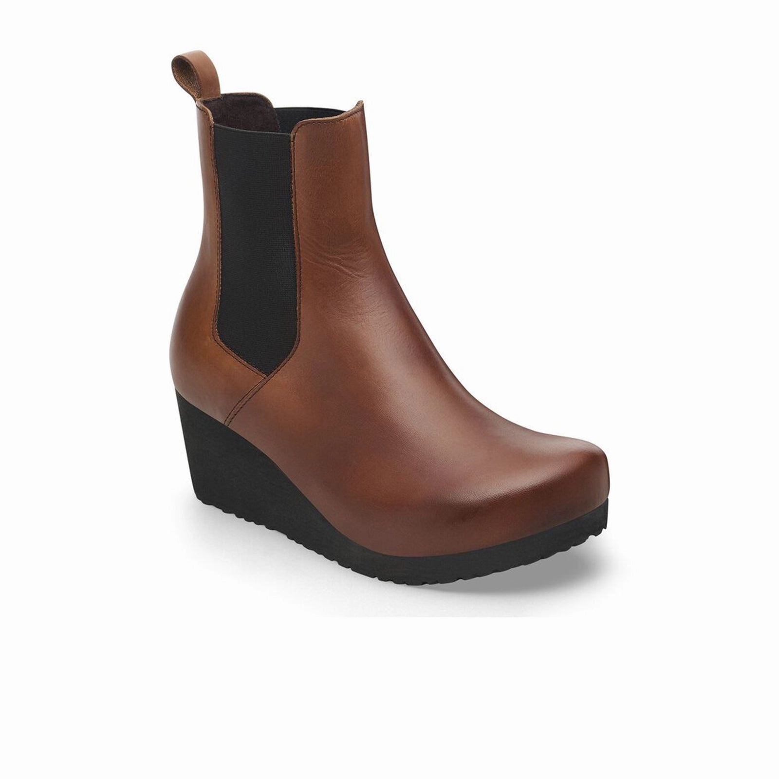Birkenstock Ebba Narrow Chelsea Wedge Boot (Women) - Cognac Leather Power Walk Path Clear