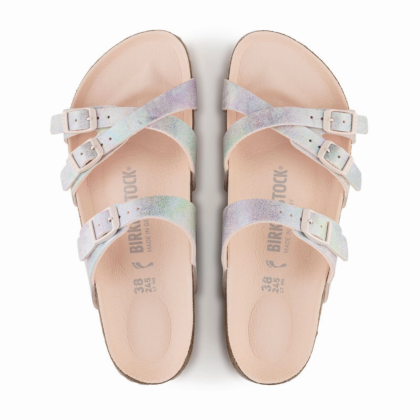 Lightweight Midsole Superior Durability Birkenstock Franca Vegan Slide Sandal (Women) - Iridescent Light Rose Microfiber
