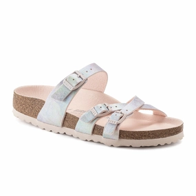 Birkenstock Franca Vegan Slide Sandal (Women) - Iridescent Light Rose Microfiber Breathable fabric Comfortable Heel