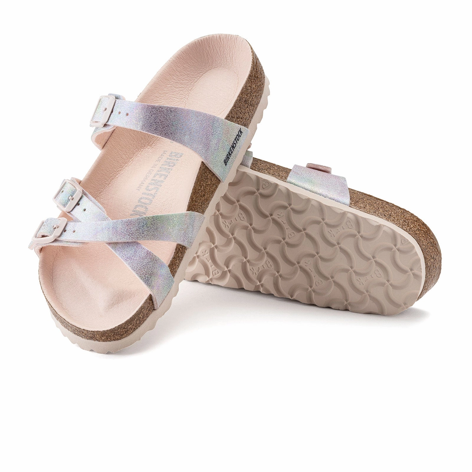 Instant Wear Birkenstock Franca Vegan Slide Sandal (Women) - Iridescent Light Rose Microfiber
