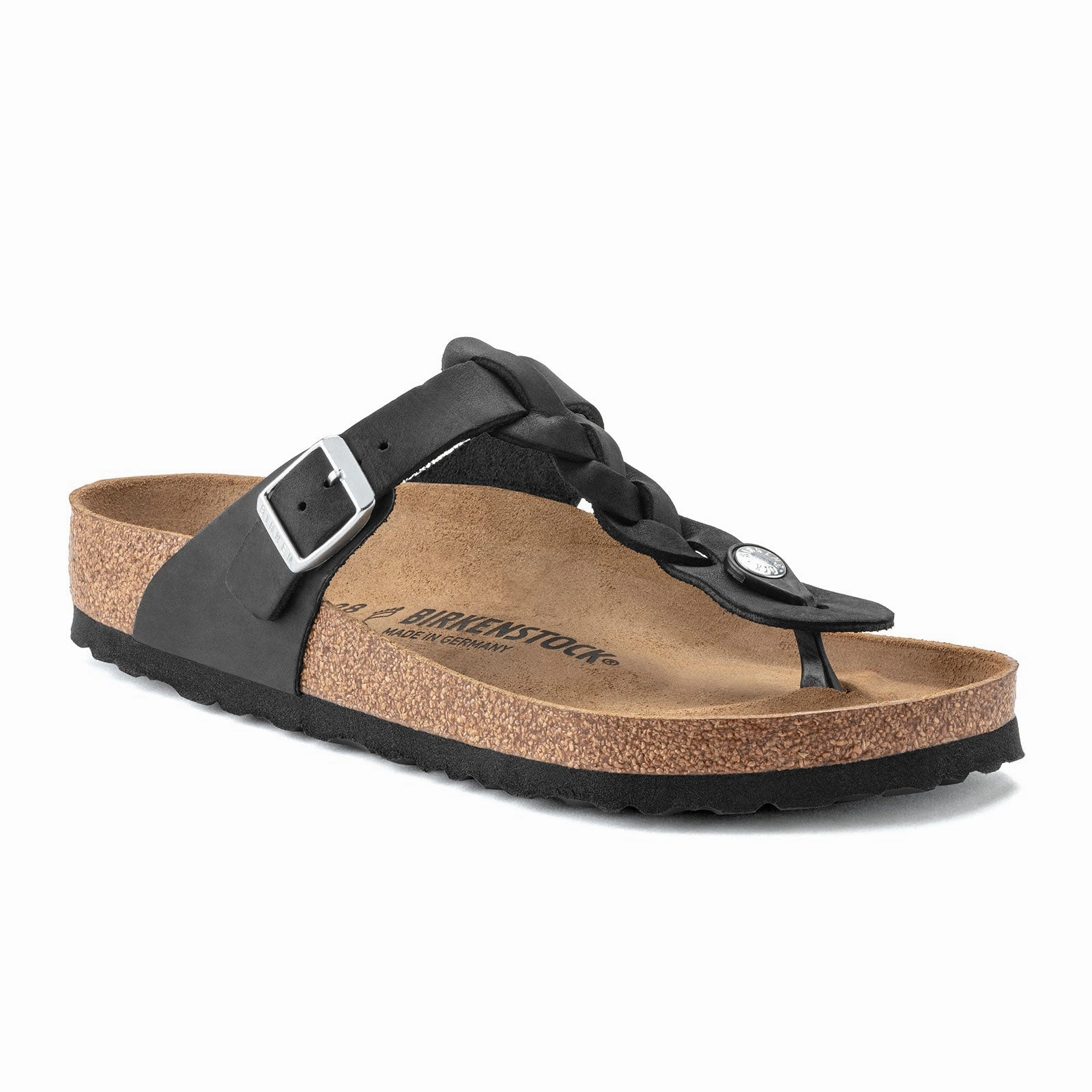 Casual Quick Foot Step Birkenstock Gizeh Braid Sandal (Women) - Black Oiled Leather