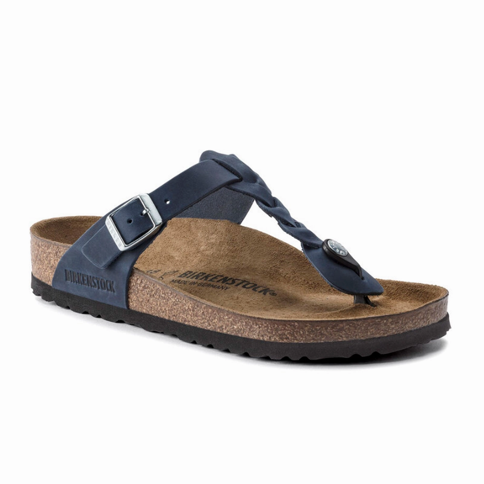 Birkenstock Gizeh Braid Sandal (Women) - Navy Oiled Leather EVA Material