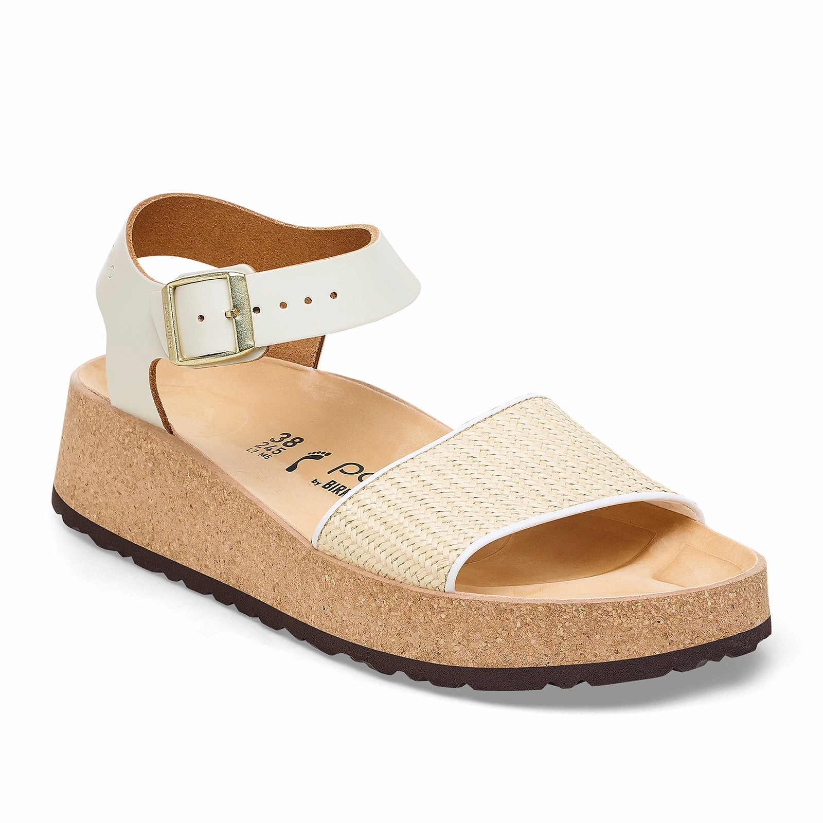 Birkenstock Glenda Narrow Wedge Sandal (Women) - Natural Leather/White Raffia Beach Breeze