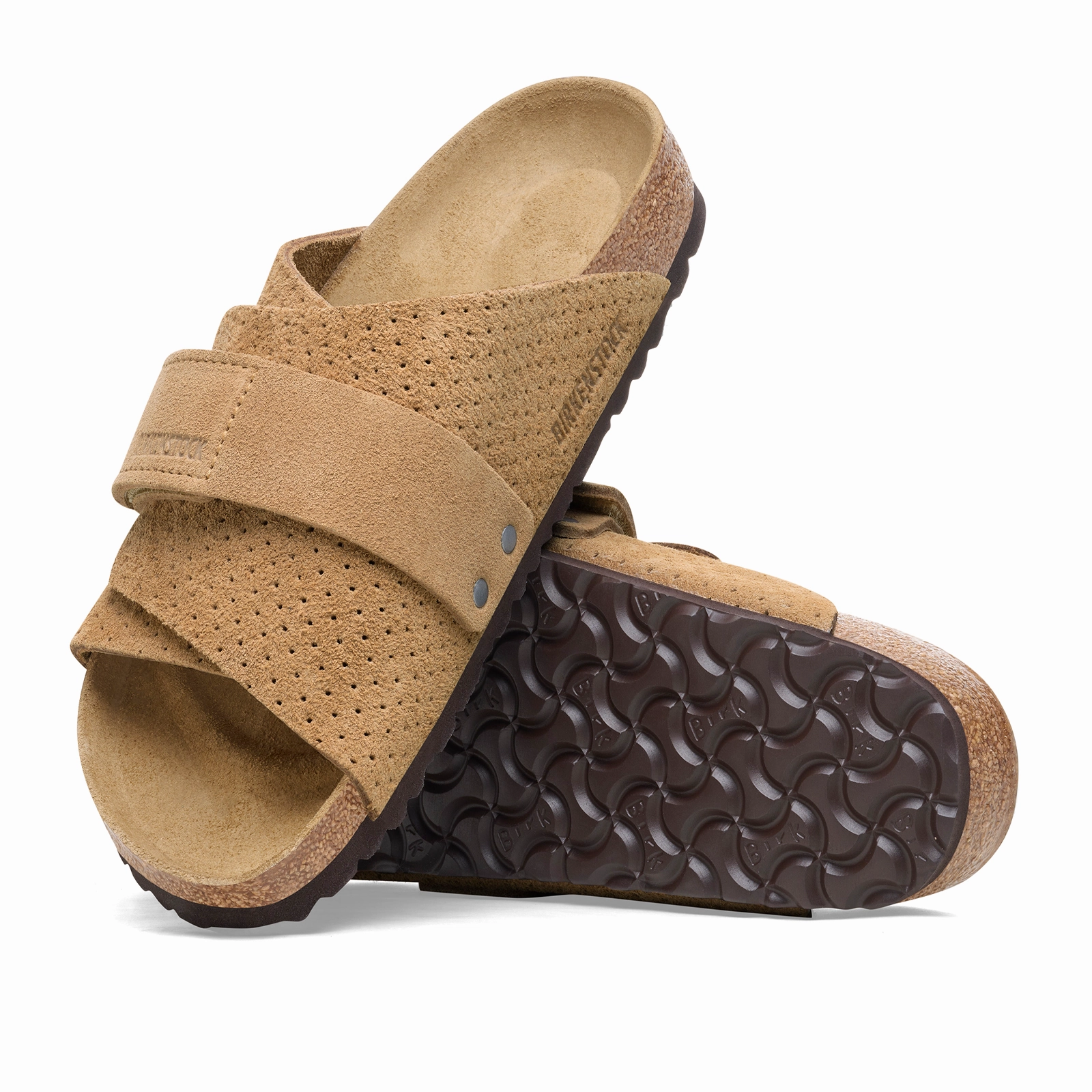 EasyToClean Birkenstock Kyoto Narrow Slide Sandal (Women) - Dotted New Beige Suede